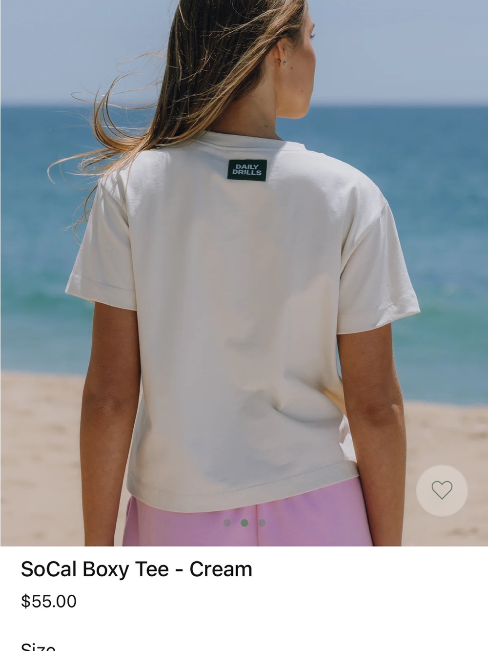 Daily Drills Boxy Tee - Cream - Picture 2 of 2